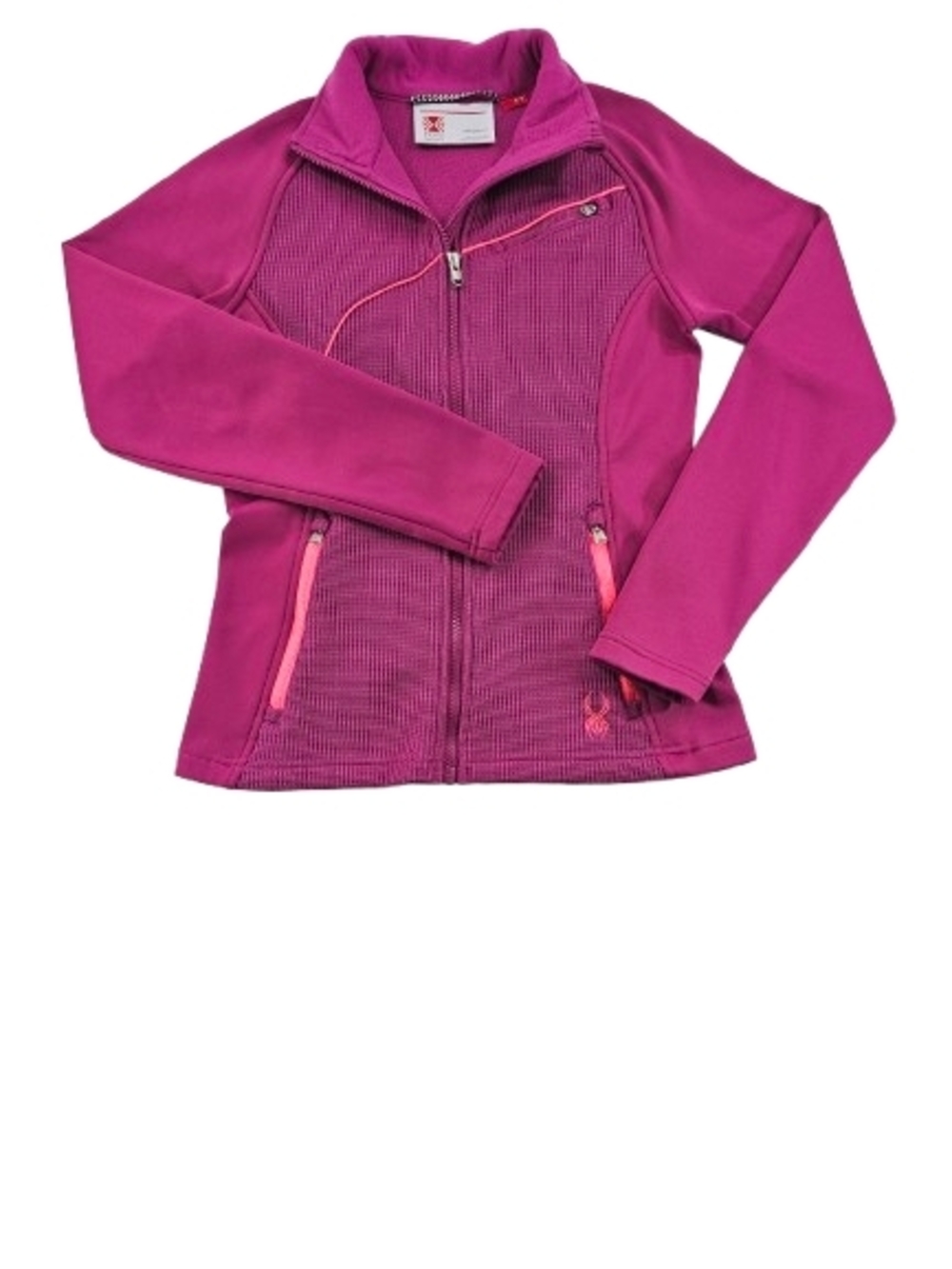 Spyder Core Sweater Full Zip Fleece Mid Layer Jacket Womens Pink S Raglon Ribbed
